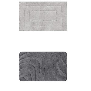 Unique Bargains 2Pcs Bathroom Floor Non-Slip Geometry Absorbent Washable Mat Soft Bath Mats - 1 of 4