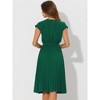 Allegra K Women's Pleated Crew Neck Cap Sleeve Tie Waist A-Line Dresses - 4 of 4