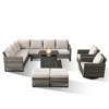 Buenhomino 8 Pieces Outdoor Patio Furniture Set with Fire Pit,L-Shaped Modular Sectional Couches with Swivel Patio Chairs,Wicker Conversation Set - 2 of 4