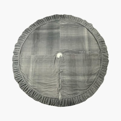 Vickerman 84" Plush Silver Velvet Christmas Tree Skirt