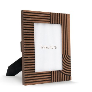 Folkulture Picture Frames 5" x 7" Wooden Picture Frame or Photo Frames for Wall or Poster Frame, Photo Wall Display Gifts for Women (Linear Tales) - 1 of 4