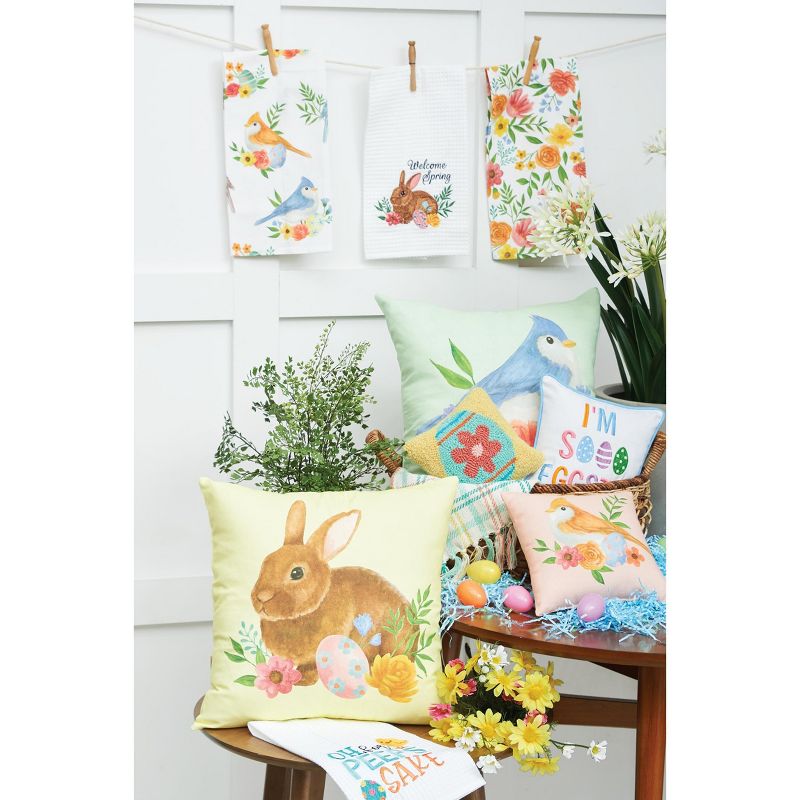 C&F Home 18" x 18" Yellow Floral Bunny Woven Throw Pillow, 2 of 4
