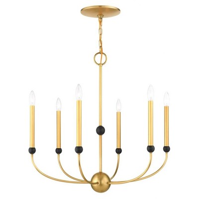 Livex Lighting Cortlandt 6 - Light Chandelier in  Natural Brass/Bronze