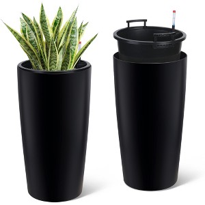ODK 30 in Tall Planters for Outdoor Plants Set of 2, Large Outdoor Planters for Front Porch Decor with Drainage Holes, Automatic Watering - 1 of 4