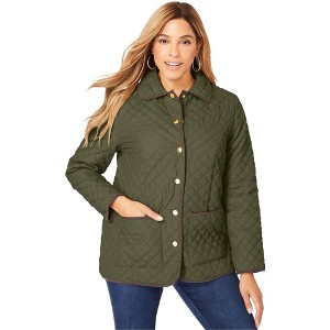 Jessica London Women's Plus Size Snap-Front Quilted Coat - 1 of 4