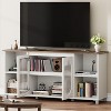 TV Stands for Living Room, 70 Inch TV Stand with 2 Corrugated Glass Cabinet Doors & 4 Open Shelves, Entertainment Center with Storage - 3 of 4