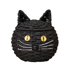 C&F Home Black Cat Hand Woven Trick-or-Treat Candy Container - 1 of 3