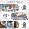Distressed Vintage Washable Area Rug - Thin Foldable Retro Accent Rug, Floral Print Non-Slip Carpet for Bedroom Living Room - 3 of 4