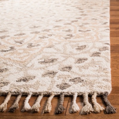 Ivory Wool Round Tufted Handmade Blossom Area Rug, 9' x 12'