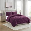 VCNY 3pc King Lucy Pinsonic Quilt Bedding Set Burgundy: Hypoallergenic, Embroidered, Microfiber - 2 of 4