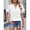 Summer Tops for Women 2025 Short Sleeve V Neck Dressy Lace Eyelet Blouses Shirts - 2 of 4