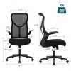 Grungis Office Chair with Flip-up Armrests,Modern Desk Chair with Lumbar Support for Adult,Student,Gray - 3 of 4