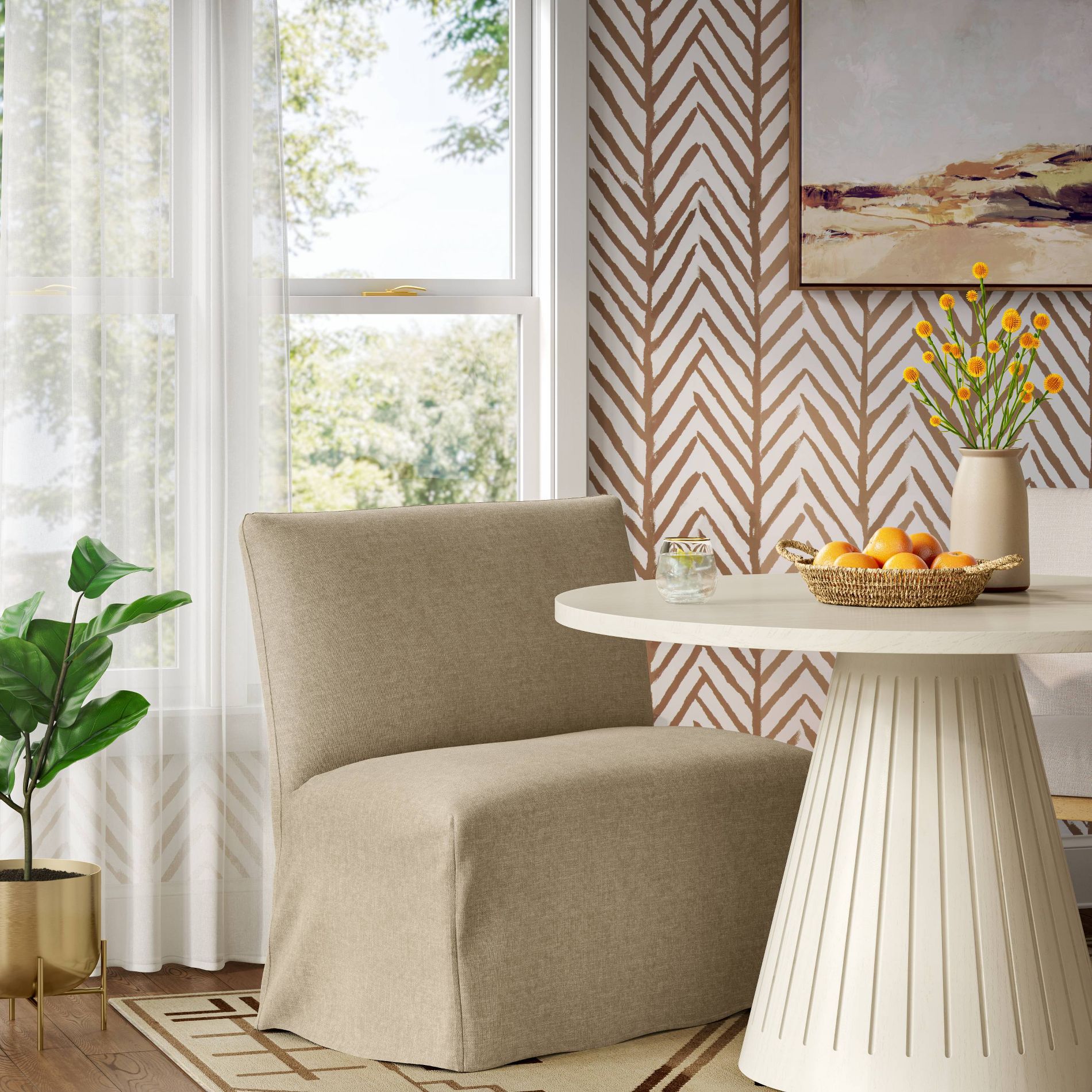 38" Jean Slipcovered Dining Banquette in Performance Textured Weave Wheat - Threshold™