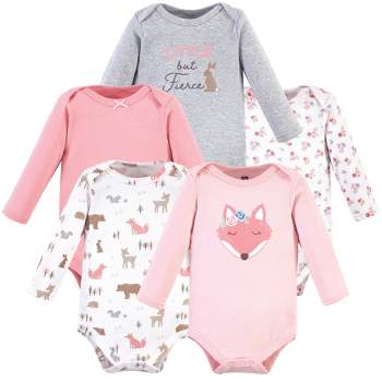 Hudson Baby Infant Girl Cotton Long-Sleeve Bodysuits 5pk, Girl Fox