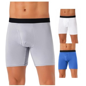 INSPIRE CHIC Men's 3 Pack Lightweight Soft Stretch Open-fly Basic Boxer Briefs - 1 of 4