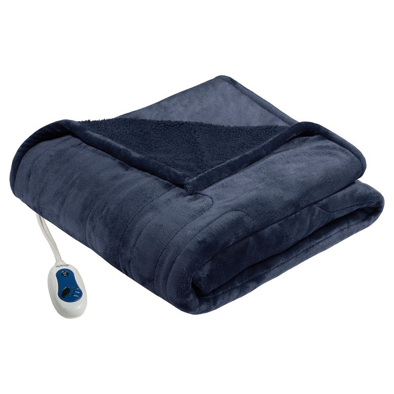 60"x70" Microlight to Berber Electric Heated Throw Blanket, 1 of 10