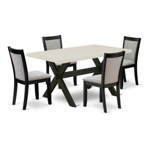 HomeStock 5-Piece Natural Oak Finish Solid Wood Top Dining table with 4 Chairs - 1 of 4