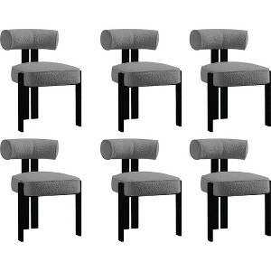 Modern Boucle Dining Room Chairs Set of 2, Upholstered Dining Chairs with Rubber Wood Legs and Ergonomic Curved Back for Dining Room or Living Room - 1 of 4