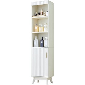 Dcolora  68" Tall Bathroom Storage Cabinet,Narrow Fluted Tower Cabinet with Door and Shelves - 1 of 4