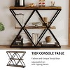 GOCAPTAIN 39" Narrow Console Tables for Entryway, 3-Tier Sofa Table with Round Metal Base and Storage Shelves for Living Room, Hallway, Foyer - 3 of 4