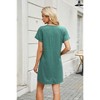 Summer Lounge Shirt Dress for Womens V Neck Shift Basic Dress Comfy Pajama Lounge Dress Short Sleeve Nightgowns - 2 of 4
