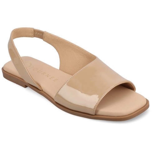 Journee Women's Brinsley Medium And Wide Width Flat Sandals, Patent