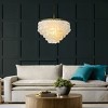 ALOADECOR Unique/Statement Coastal Natural Capiz Shell Round Tiered Chandelier - 2 of 4