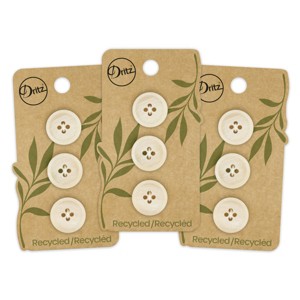 Dritz 18mm Recycled Paper Round Buttons Natural: Sewing Fasteners, 1/2 Inch, Beige, 9 Pieces, Plastic Material - 1 of 4