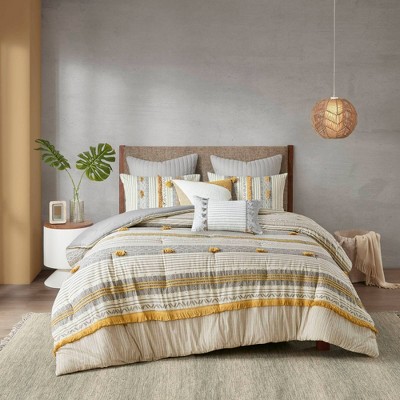 King Gray and Yellow Cotton Down Alternative Comforter Set