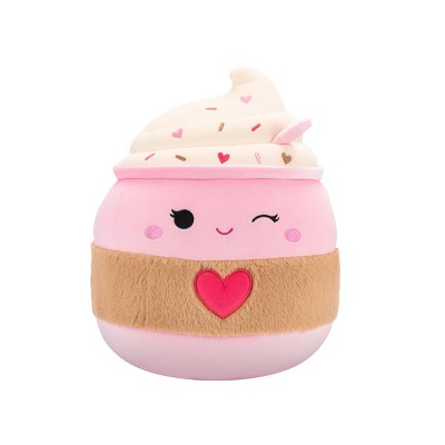 Squishmallows 12" Jenny Winking Light Pink Latte with Fuzzy Heart Sleeve Plush