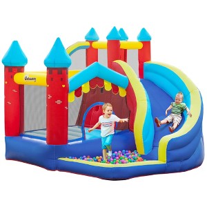 Outsunny 4 in 1 Inflatable Bounce House Kids Bounce Castle Include Trampoline, Slide, Water Pool, Climbing Wall with Carrybag, Repair Patches - 1 of 4