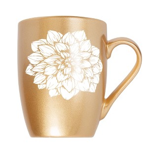 Elanze Designs Botanical Floral Nature Coffee Cup Mug 10 Ounce Ceramic With Shimmery Metallic Finish Elegant Minimalist Dahlia Flower Silhouette Vegas - 1 of 4