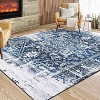 Washable Rug Large Living Room Rug Oriental Traditional Rug Vintage Rug Large Rug Blue Rug Distressed Floral Print Indoor Rug - 2 of 4