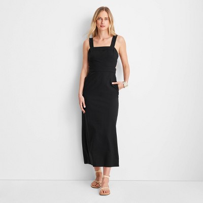 Maria Strappy Midi Dress - Black