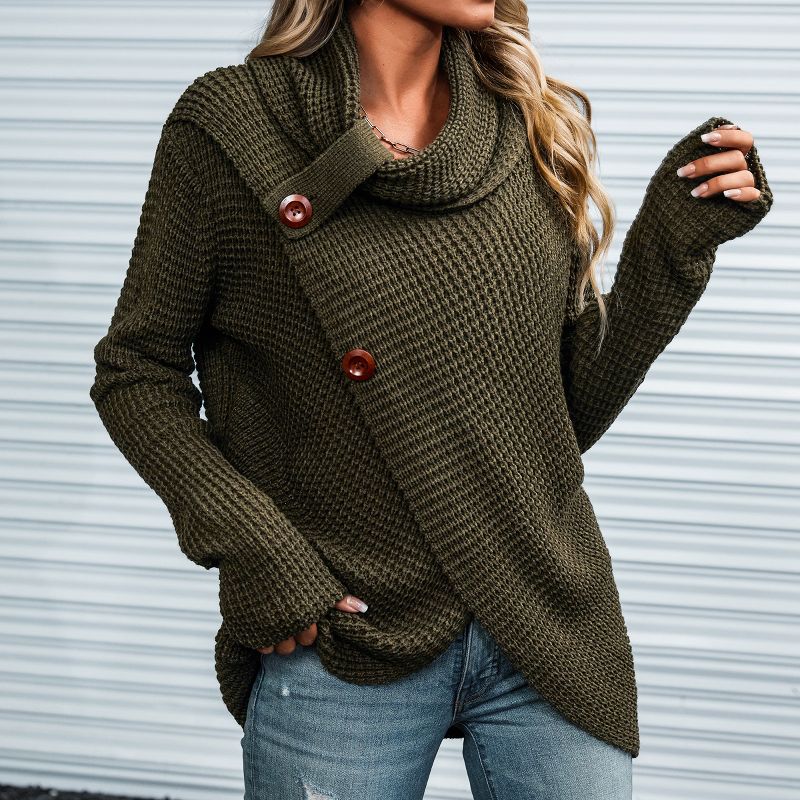 Women's Buttoned Turtleneck Wrap Sweater - Cupshe, 5 of 6