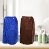 Unique Bargains Men's Bath Wrap Towel for Shower Spa Adjustable Robes with Hair Dry Cap Blue Brown 2 Pcs - 2 of 4