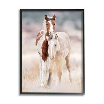 Stupell Industries Calm Horses in Muted Beige Meadow Photograph