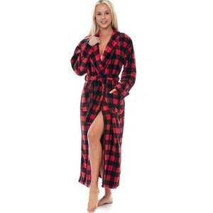 ADR Women's Long Robe, Fleece Plush Robe Woman, Cozy Regular & Plus Size Women's Bath Robe - 1 of 3