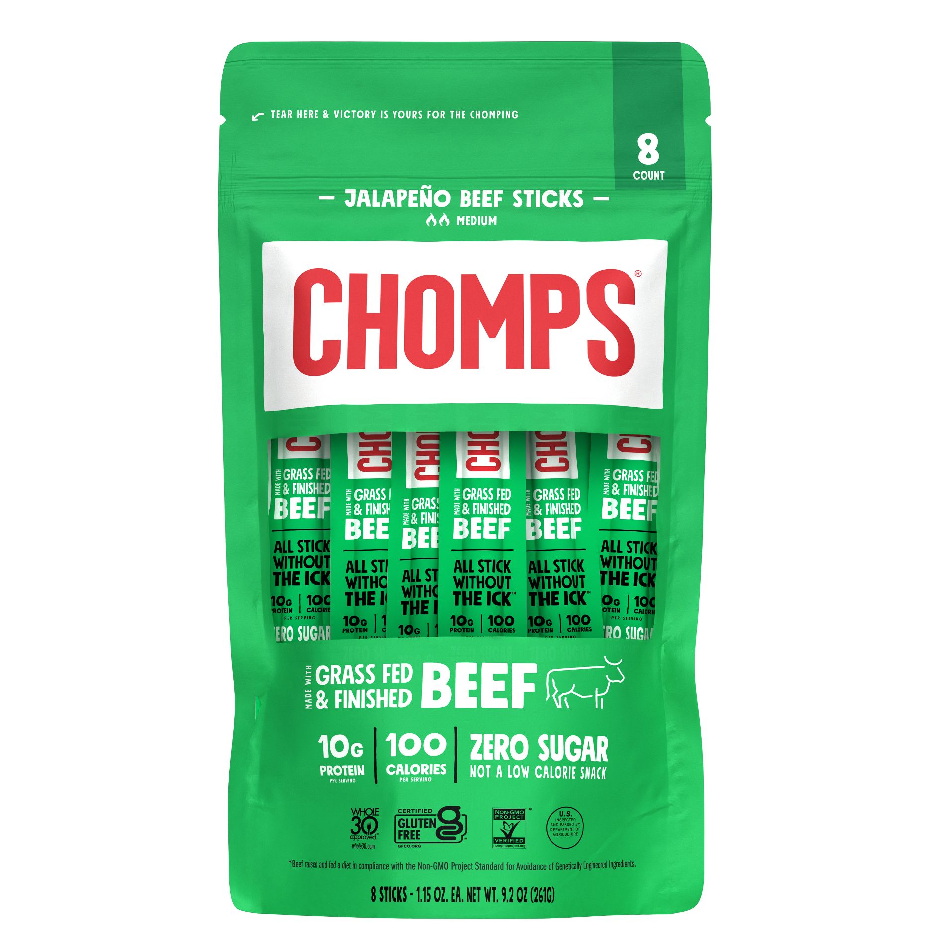 Chomps Jalapeno Beef Sticks - 9.2oz/8ct