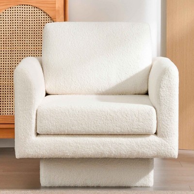 NicBex Boucle Upholstered Swivel Accent Chair with Curved Armrest Design,Modern Barrel Chair for Bedroom,Reading Room