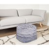 HomeRoots 18" Blue Cotton Cube Striped Pouf Ottoman - 2 of 4