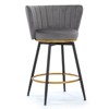 DOMETOUR Velvet Bar Stools Set of 2 Counter Height Swivel Upholstered Barstools with Backs and Metal Legs - 3 of 4