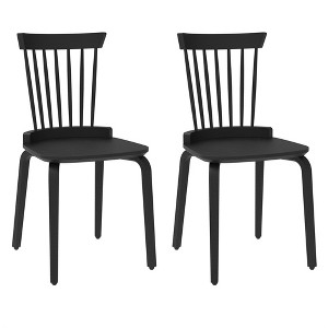 Farmhouse Dining Chair Set Of 2, Solid Wood Dining Room Chairs With Spindle High Back, Kitchen Chairs With Anti-slip Rubber Feet For Home Restaurant - 1 of 4