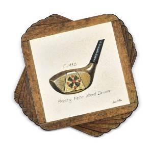 Pimpernel A History of Golf Coasters - Set of 6 Square Cork Backed Drink Coasters with Vintage Sports Artwork - Heat & Stain Resistant - 1 of 4