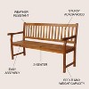 Laurel 3-Seat Slat-Back Acacia Wood Outdoor Garden Patio Bench - JONATHAN Y - 4 of 4