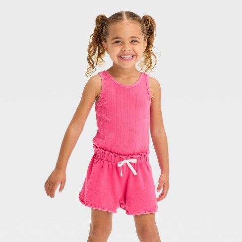 Toddler Girls' Ribbed Romper - Cat & Jack™ Pink 12M