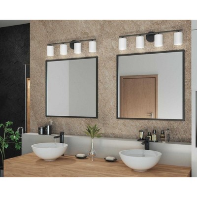 Sleek Textured Black Porcelain 4-Light Modern Bath Vanity Fixture