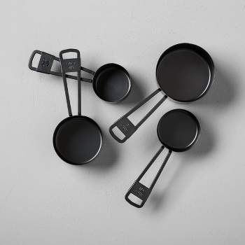 Unique Bargains Plastic Kitchen Tea Soup Coffee Graduated Measuring Spoon 5  in 1 Black 1 Set