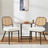 Bekrvio Rattan Dining Chairs Set of 2 - Mid Century Modern Boucle Upholstered Cane Back Side Chairs with Metal Legs for Kitchen - 4 of 4