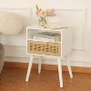 QingMoon Mid Century Nightstand, with Rattan Drawer and Shelf, Wood Small Side Coffee Table, for Living Room and Bedroom, Easy Assembly - 4 of 4